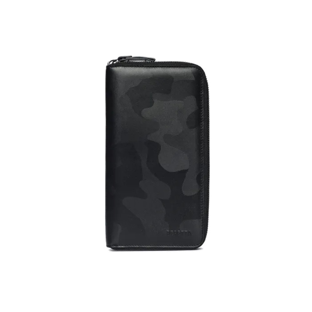 Beretta Black Camo Leather Zipped Pouch Travel Wallet Bifold New in Box